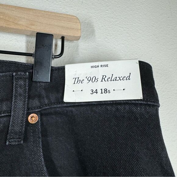 NWT Abercrombie & Fitch The 90s Relaxed Jeans High Rise Black Size 34 18 Short - Picture 4 of 10
